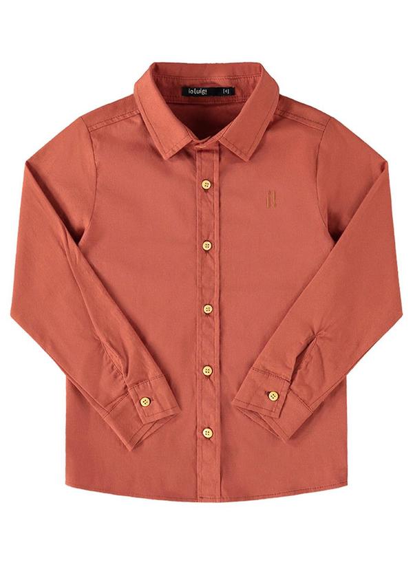 Camisa Menino Manga Longa Tecido Plano Laranja