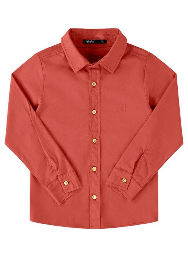 Camisa Menino Manga Longa Tecido Plano Laranja
