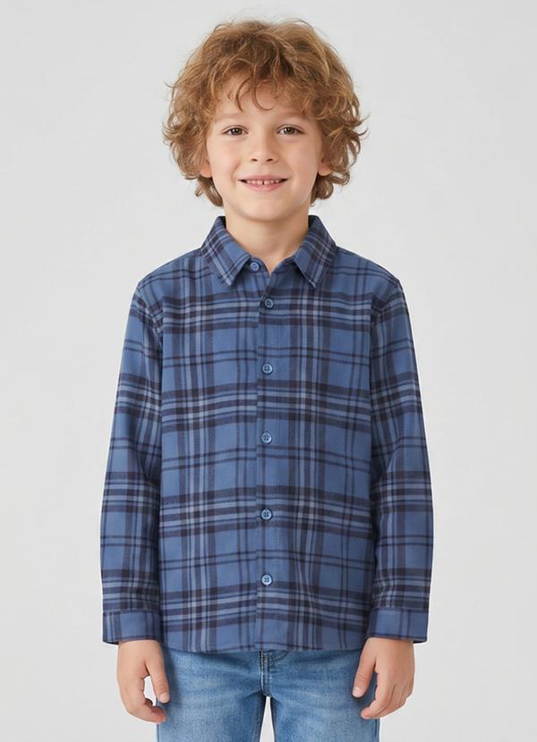 Camisa para Menino em Flanela Azul