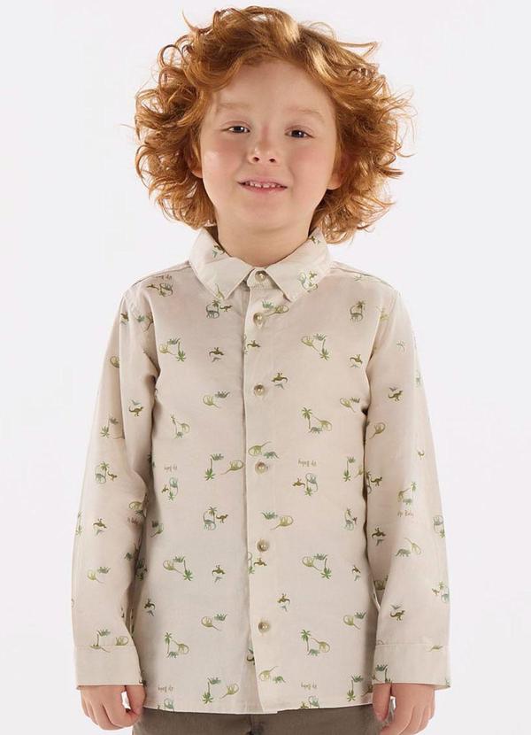 Vista 2 Camisa para Menino em Sarja Bege Up Baby Up Baby