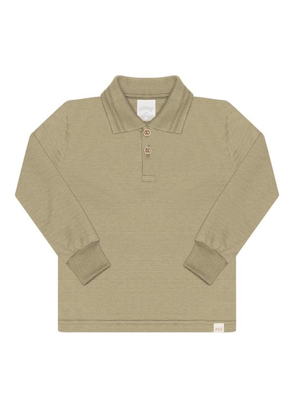 Vista 2 Camisa Polo em Malha Texturizada Bege