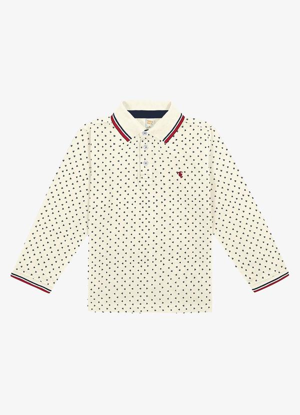 Vista 2 Camisa Polo Infantil Manga Longa Bege Trick Nick Trick Nick