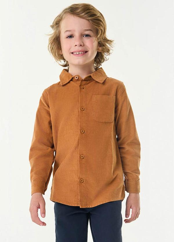 Vista 2 Camisa Polo Infantil Manga Longa Marrom Trick Nick Trick Nick