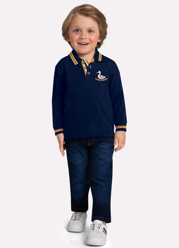 Camisa Polo Infantil Menino Bordado Azul