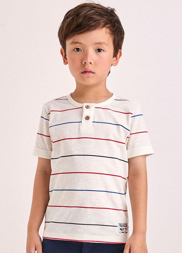 Camisa Polo Listrada Off White