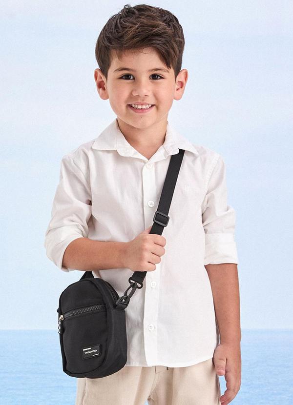 Camisa Social Off White com Bordado Branco