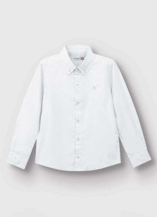 Vista 2 Camisa Tradicional em Tricoline Menino Branco Carinhoso Carinhoso