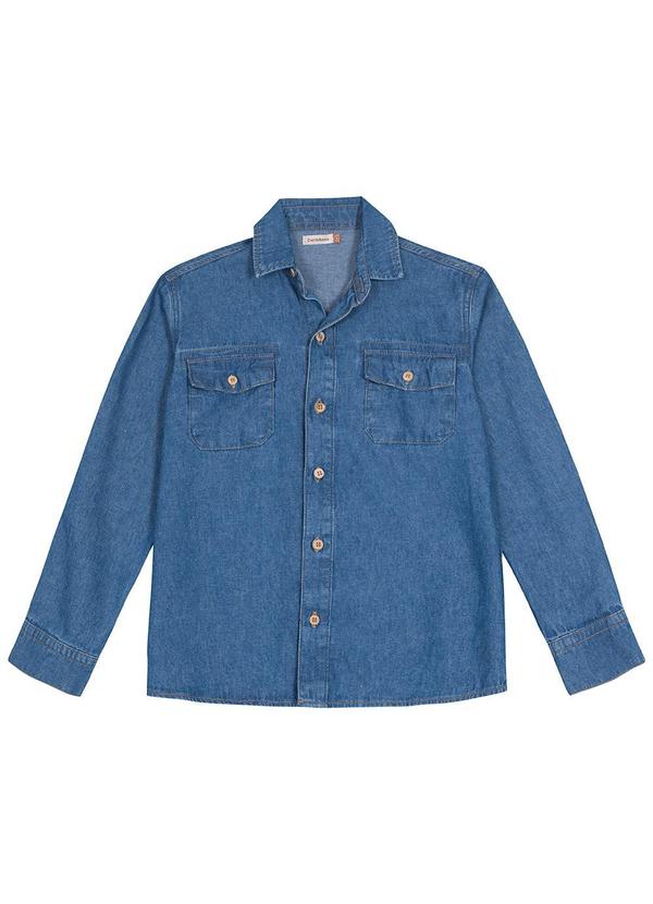 Vista 2 Camisa Tradicional Jeans Menino Azul Carinhoso Carinhoso