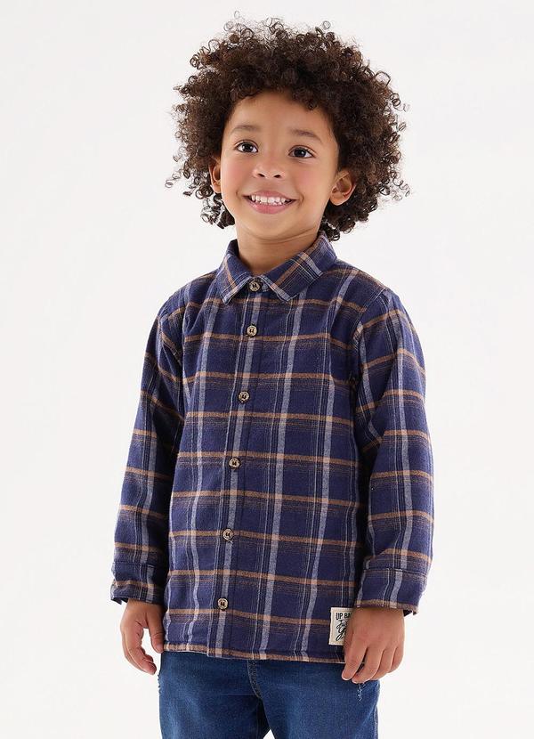 Vista 2 Camisa Xadrez Infantil Menino Azul Up Baby Up Baby