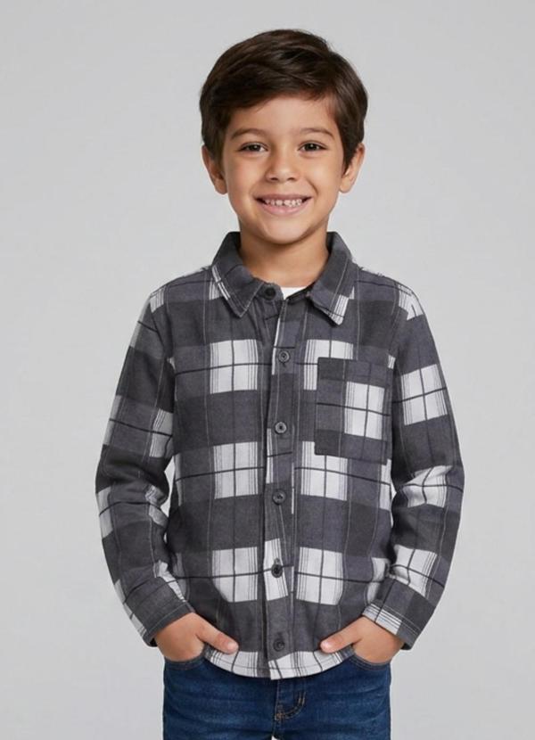 Camisa Xadrez Manga Longa Moletom Preto