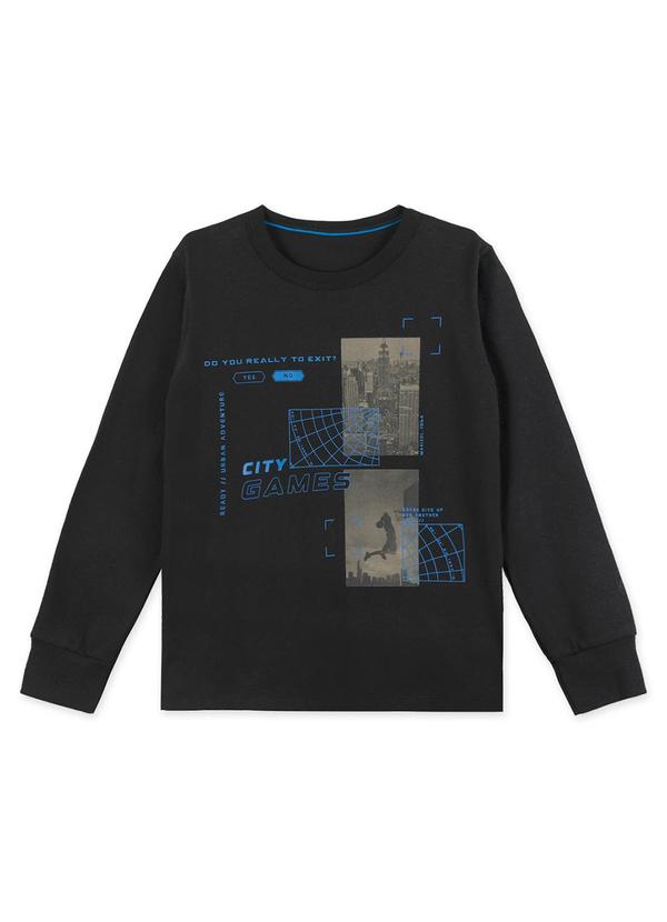 Vista 2 Camiseta Manga Longa Infantil Preto Marisol Marisol