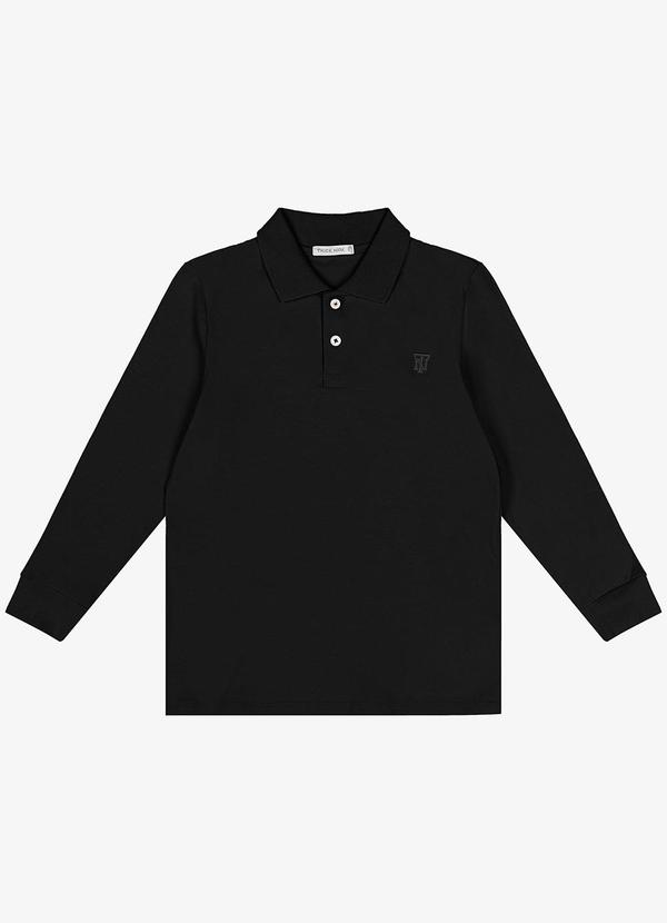 Vista 2 Polo Infantil Masculino Manga Longa Preto Trick Nick Trick Nick