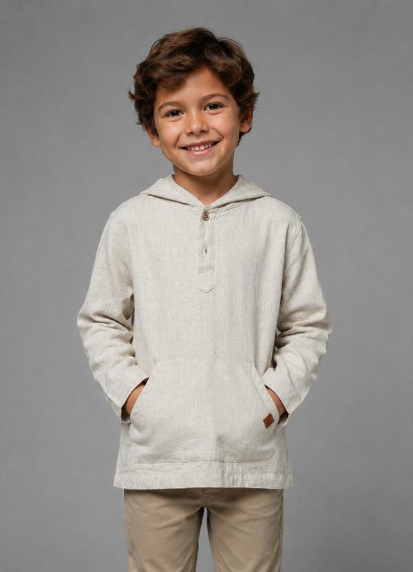 Blusão Infantil Linho Menino Bege