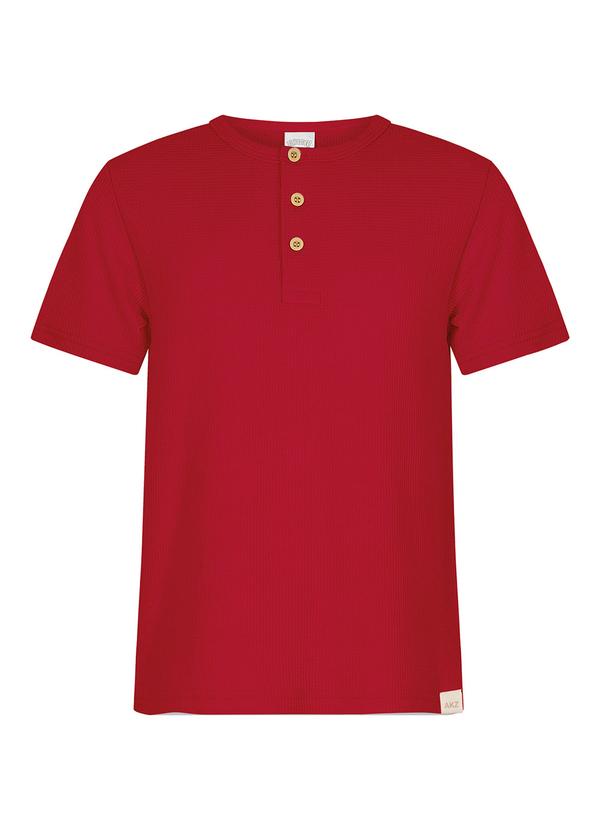 Vista 2 Camisa com Gola Padre Texturizada Vermelho Alakazoo Alakazoo