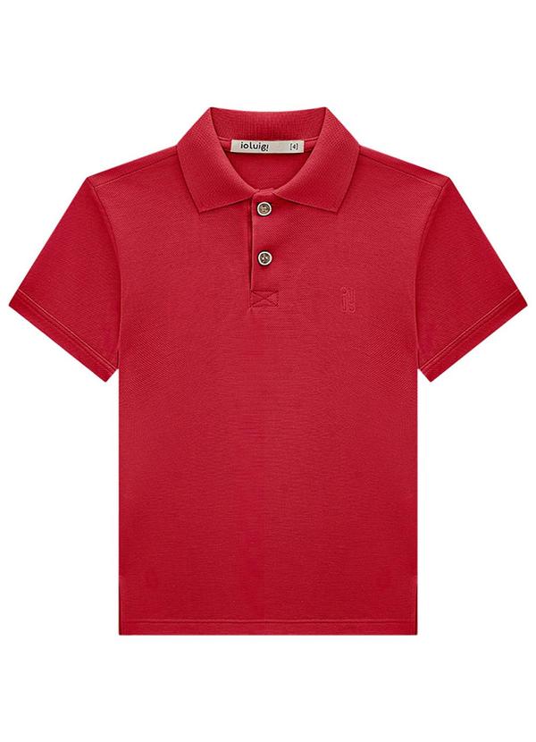 Vista 2 Camisa Menino Polo em Piquet Vermelho