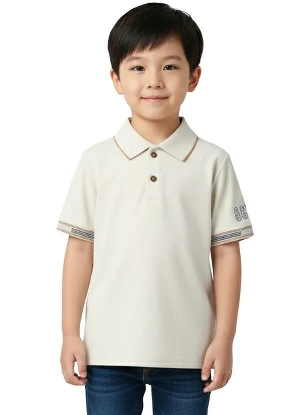 Camisa Polo com Bordado Off White