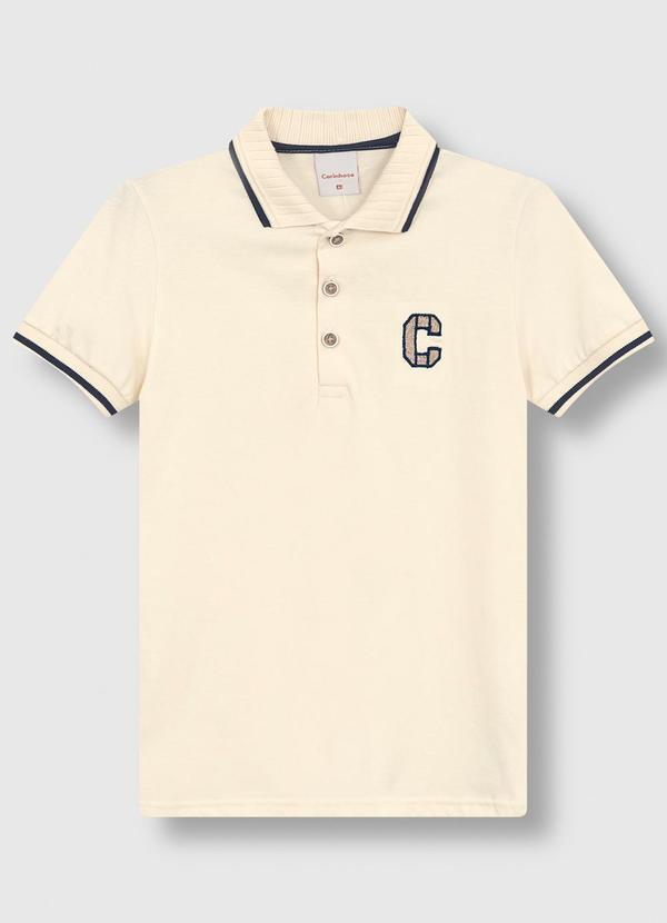 Camisa Polo em Algodão com Bordado Branco