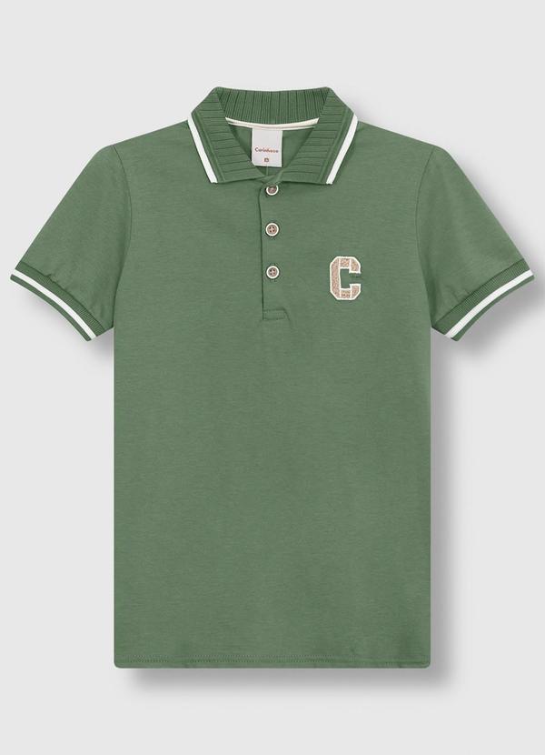 Camisa Polo em Algodão com Bordado Verde