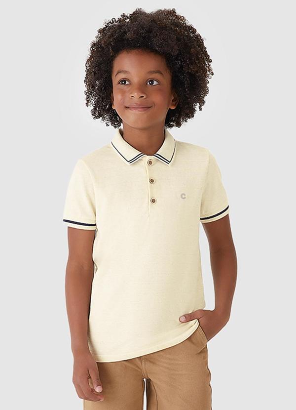 Vista 2 Camisa Polo em Malha Linho Trabalhada Azul Claro Carinhoso Carinhoso