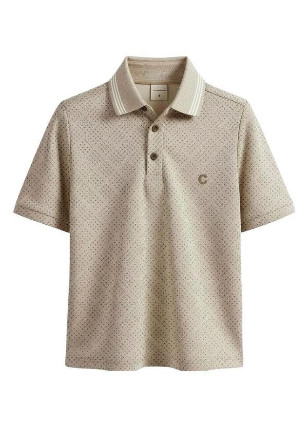 Camisa Polo em Piquet Geométrico Areia