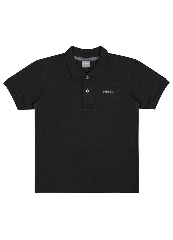 Vista 2 Camisa Polo em Piquet para Menino Preto