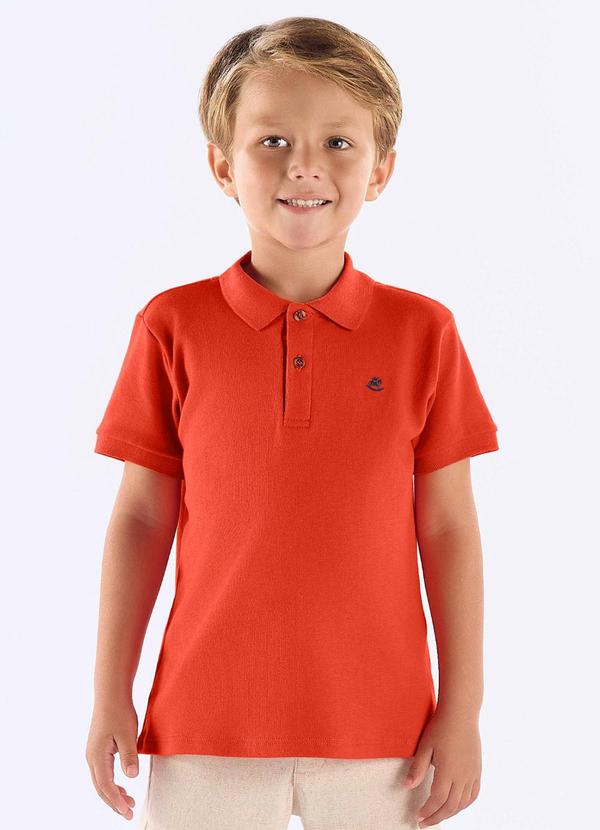 Vista 2 Camisa Polo em Suedine para Menino Up Baby Laranja Up Baby