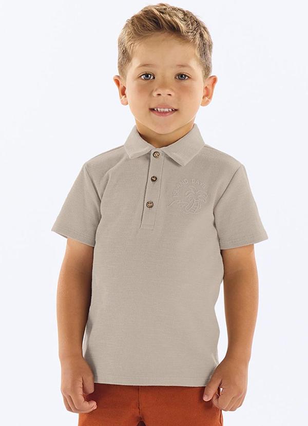 Camisa Polo Infantil Algodão Cinza