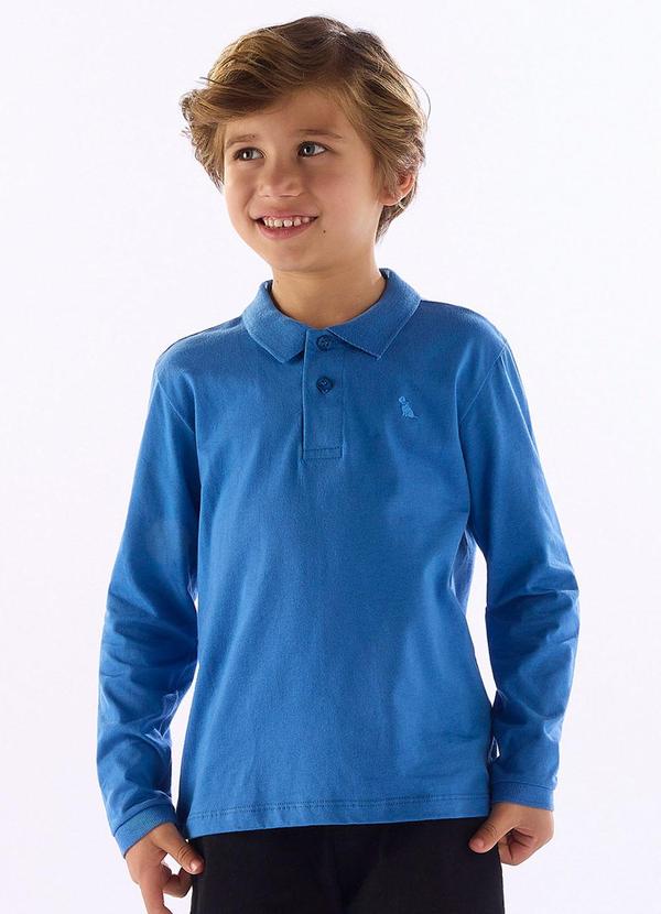 Camisa Polo Infantil em Algodão Azul