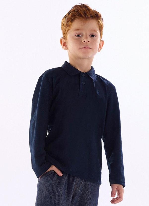 Camisa Polo Infantil em Piquet Azul