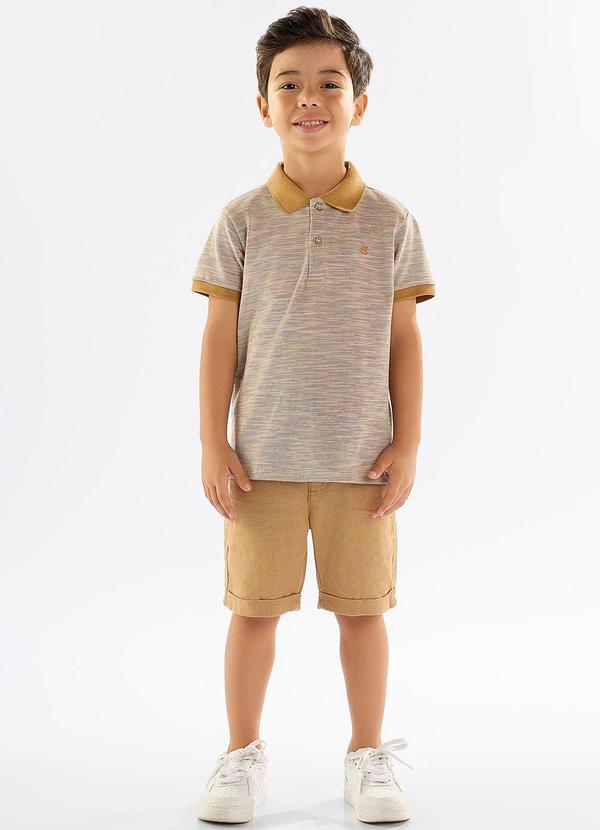 Camisa Polo Infantil em Piquet Bege