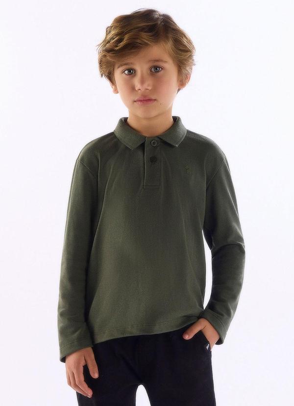 Camisa Polo Infantil em Piquet Verde