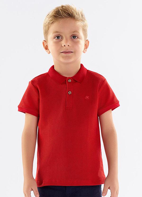 Camisa Polo Infantil em Piquet Vermelho