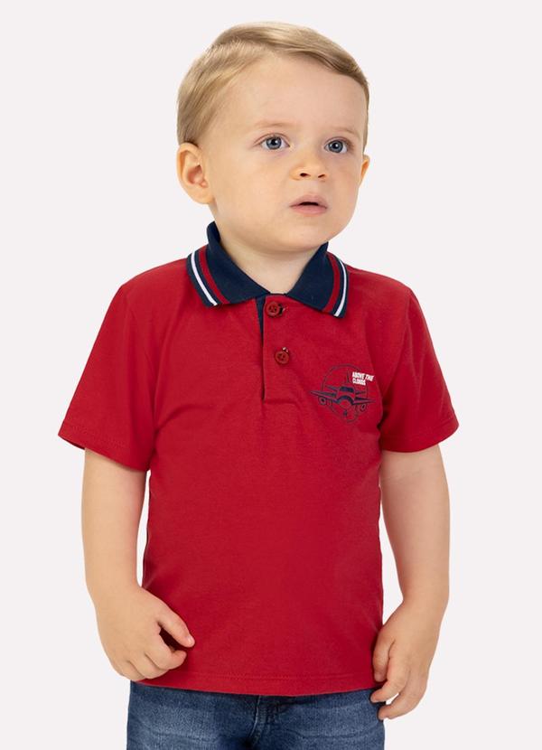 Camisa Polo Infantil Menino Avião Vermelho