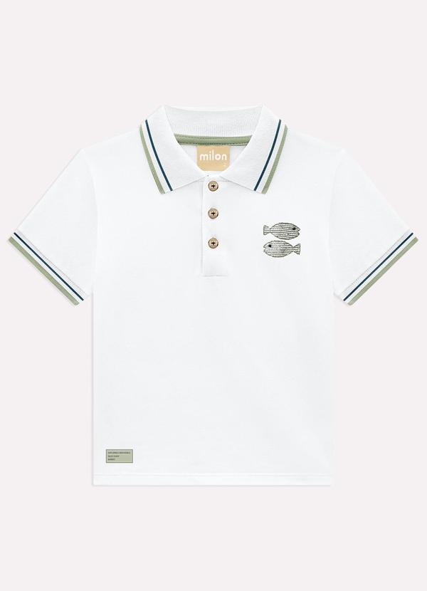 Camisa Polo Infantil Menino Bordado Branco