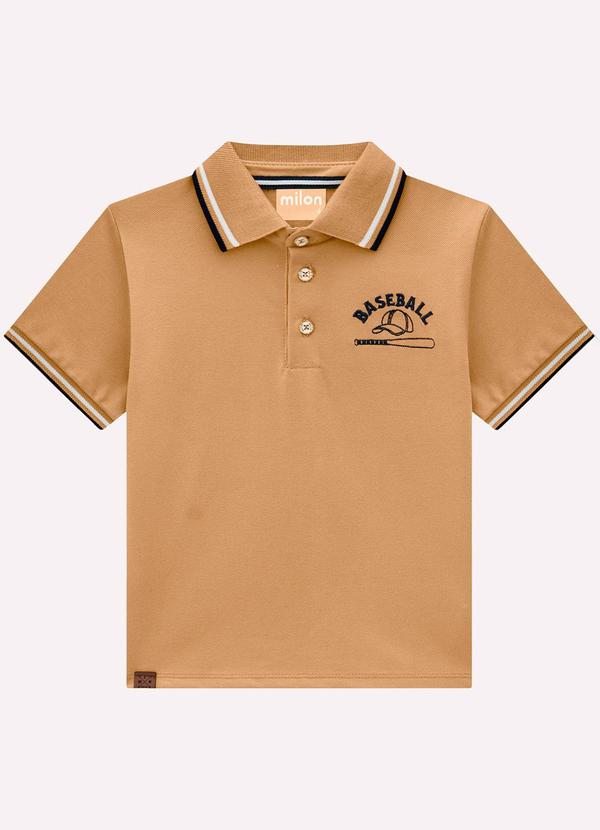 Camisa Polo Infantil Menino Bordado Marrom