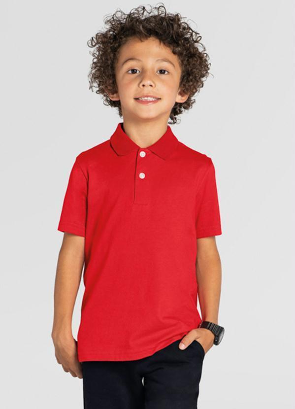 Vista 2 Camisa Polo Infantil Menino em Malha Vermelho Brandili Brandili