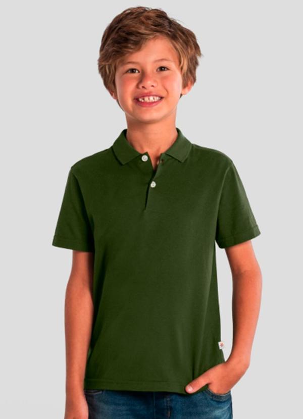 Vista 2 Camisa Polo Infantil Menino em Meia Malha Azul Brandili Brandili