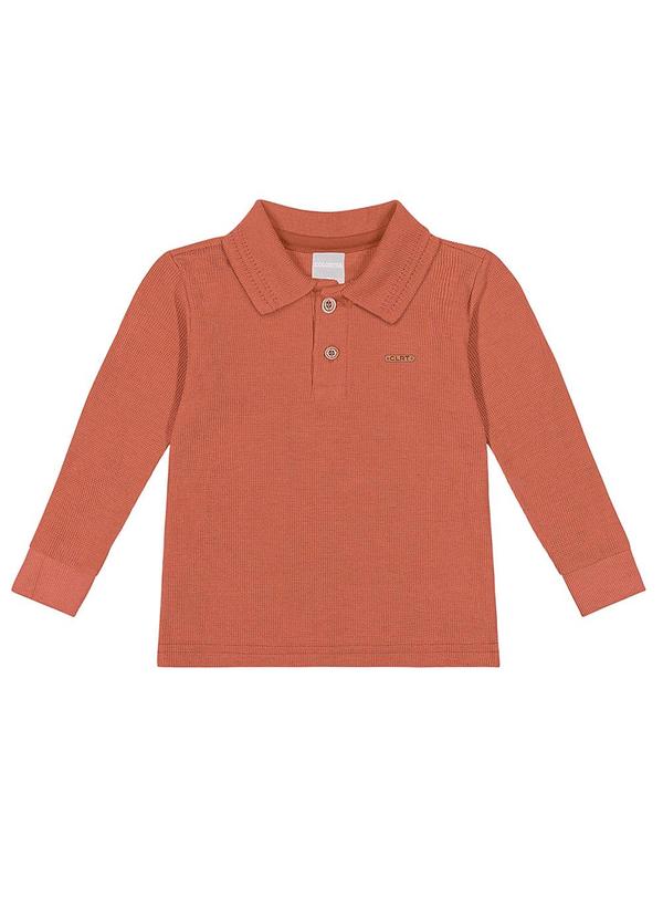 Camisa Polo Infantil Menino Manga Longa Marrom