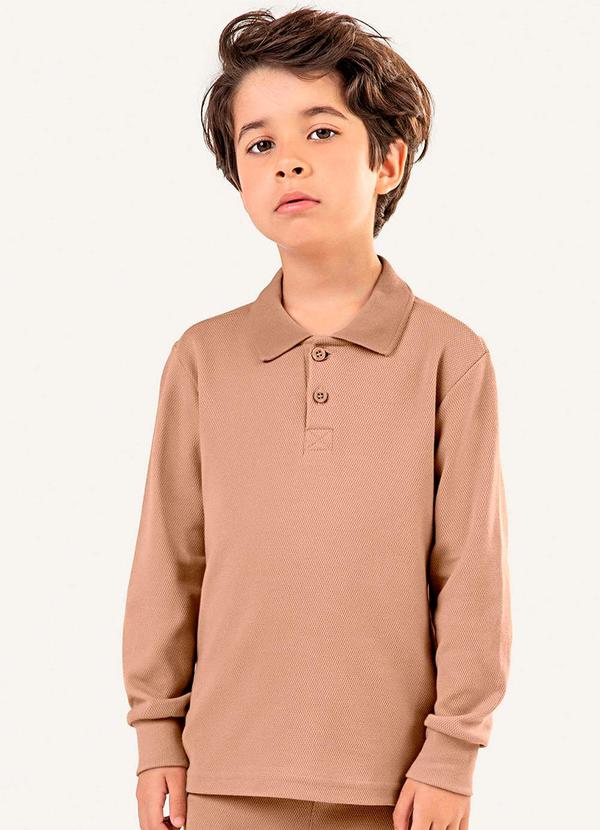 Vista 2 Camisa Polo Infantil Menino Manga Longa Marrom Colorittá Colorittá