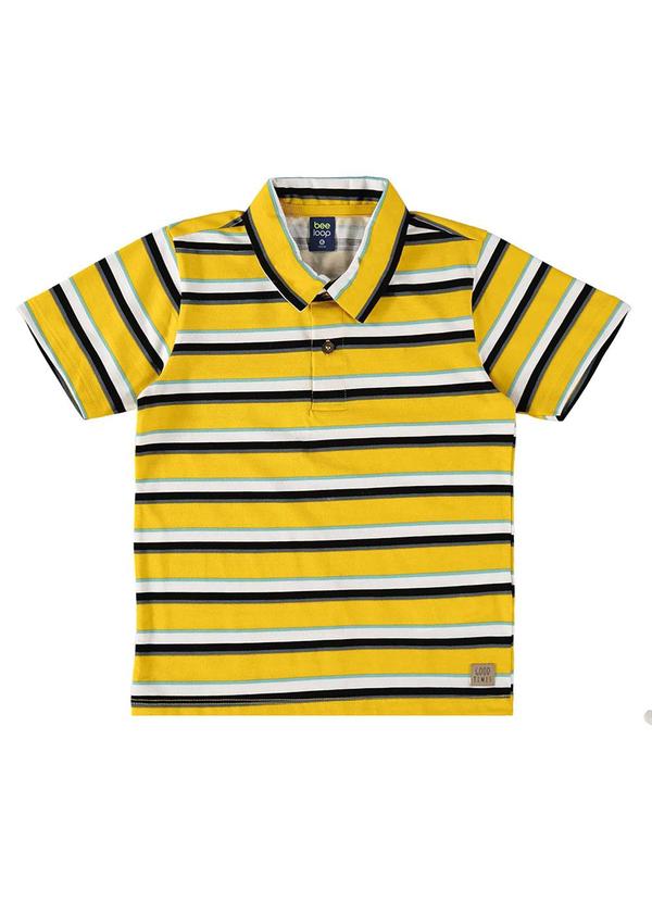 Vista 2 Camisa Polo Infantil para Menino Amarelo Bee Loop Bee Loop