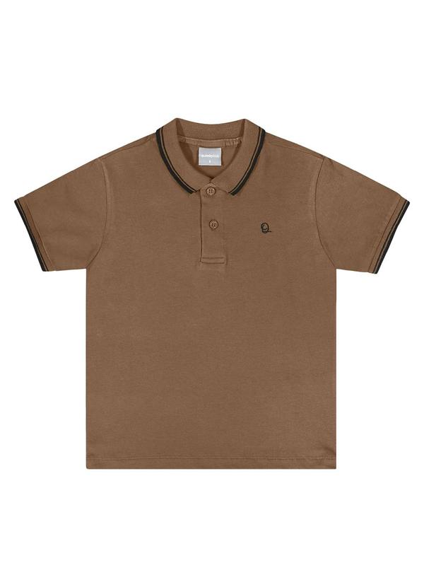 Vista 2 Camisa Polo Infantil para Menino Marrom Quimby Quimby