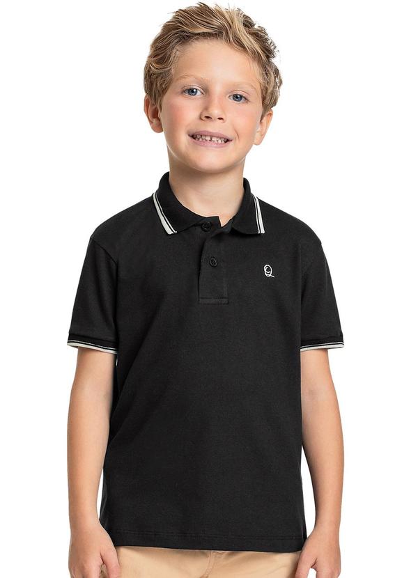 Vista 2 Camisa Polo Infantil para Menino Preto Quimby Quimby