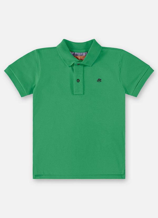 Vista 2 Camisa Polo Infantil para Menino Verde