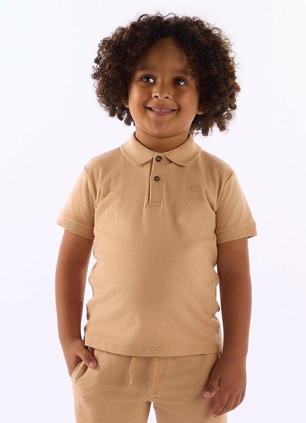 Camisa Polo Infantil Suedine Marrom