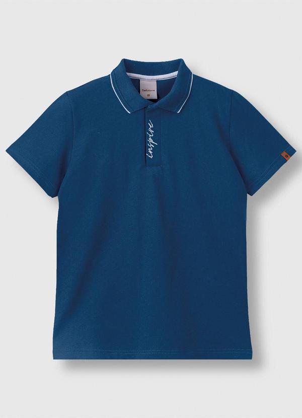 Camisa Polo Inspire em Piquet Azul Escuro