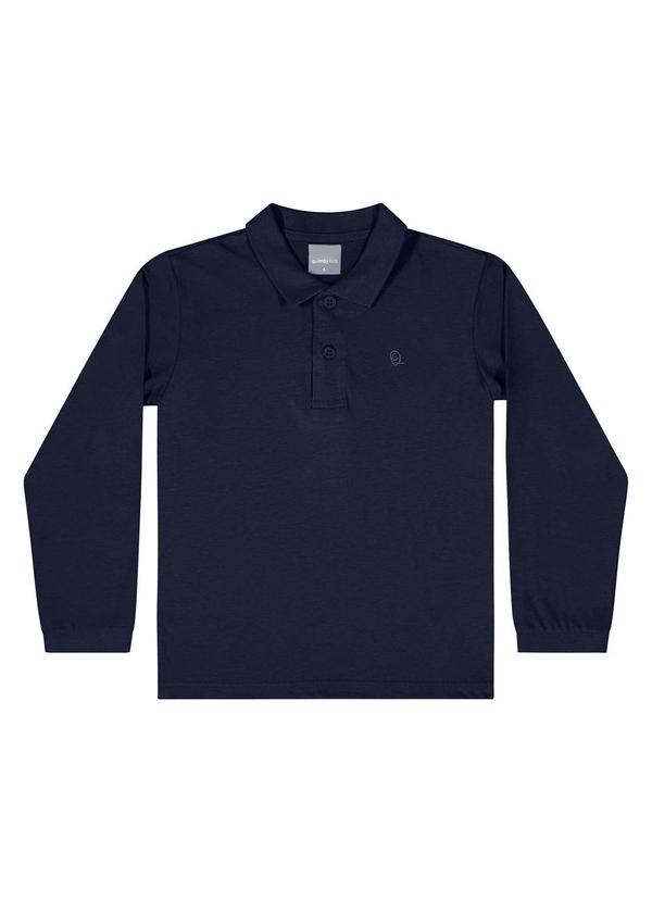 Camisa Polo Manga Longa Azul