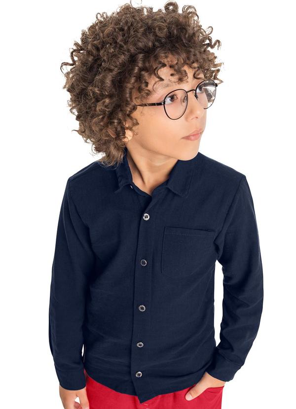 Camisa Polo Manga Longa Infantil Azul