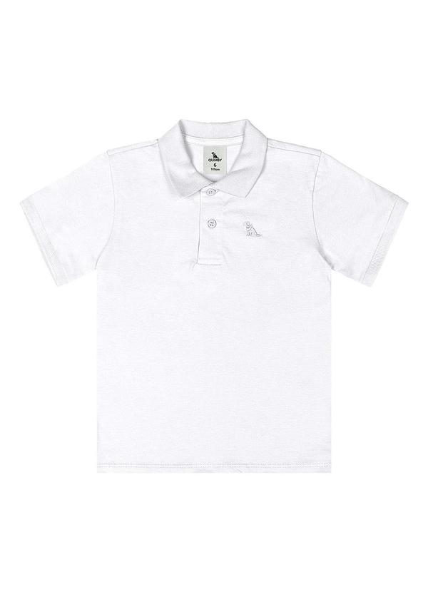 Vista 2 Camisa Polo Meia Malha Branco Quimby Quimby