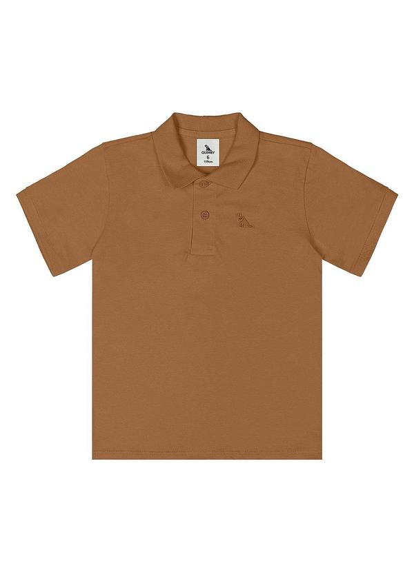 Vista 2 Camisa Polo Meia Malha Marrom Quimby Quimby