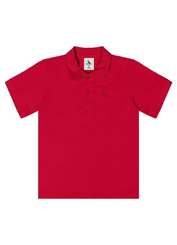 Vista 2 Camisa Polo Meia Malha Vermelho Quimby Quimby